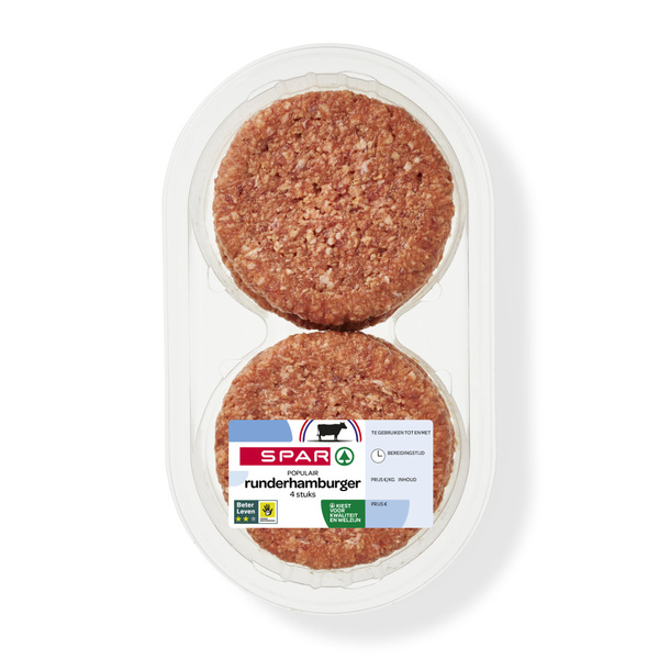 SPAR runderhamburger populair 4st 400 GR 400 GR