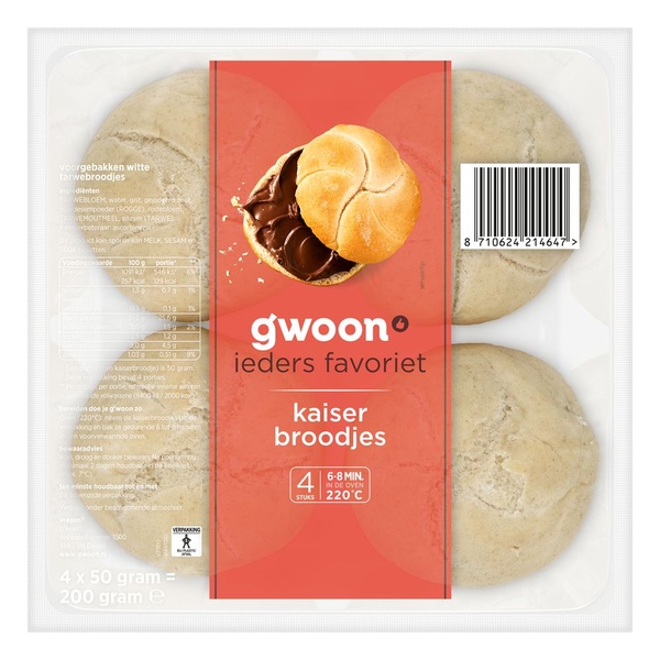 G'WOON kaiserbroodjes 4st 200 GR