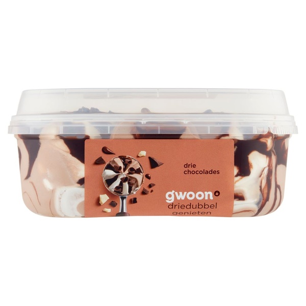 G'WOON roomijs drie chocolades 475 GR 475 GR