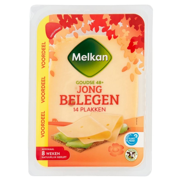 MELKAN gouda jong bel 48+ plak 400 GR